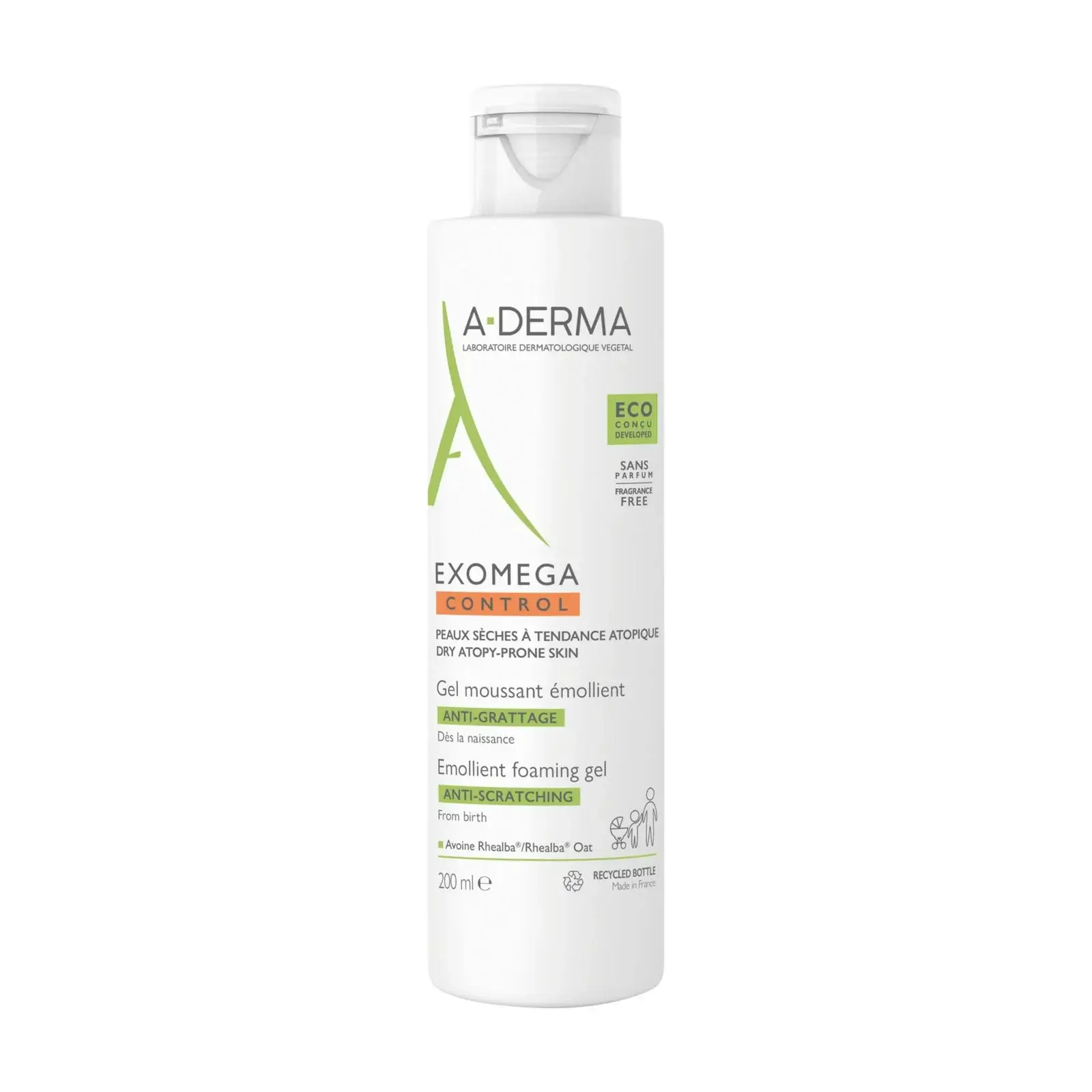 3282770143737-A-DERMAE28094EXOMEGACONTROLGELMOUSSANTC389MOLLIENTANTI-GRATTAGE-0229856001680951890 A-DERMA EXOMEGA CONTROL GEL 200 ML – Image 1