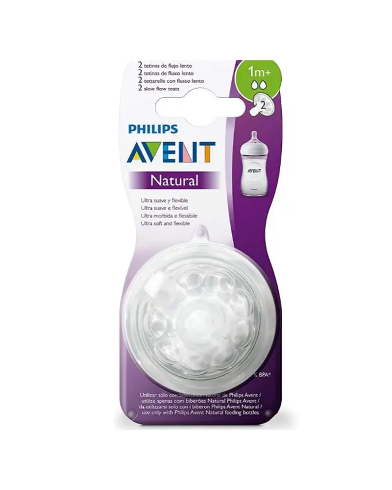 AVENT Lot de 2 Tétines Natural 1m+