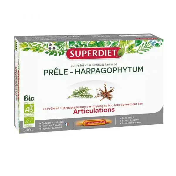 3428881227007-superdiet-prele-harpagophytum-bio-coffret-20-ampoules-de-15-ml SUPERDIET PRÊLE-HARPAGOPHYTUM BIO - 20 AMPOULES – Image 1