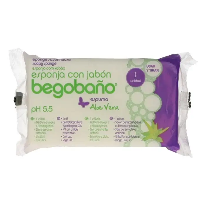 Begobano eponge savonneuse aloe vera 7.5*13 cm 1 unités