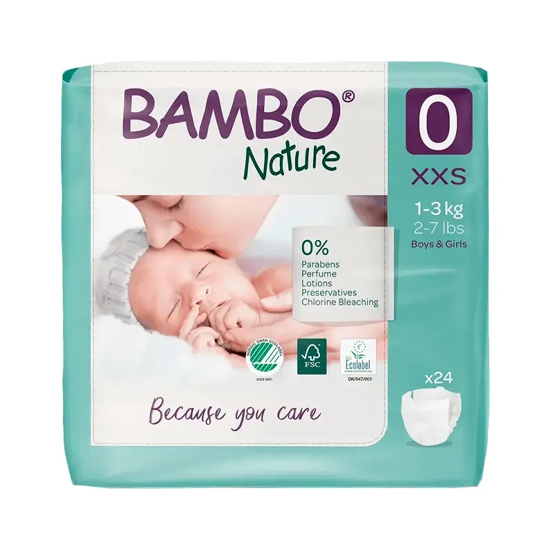 BAMBO NATURE COUCHE T0 ( 1-3KG ) 24 UNITÉS