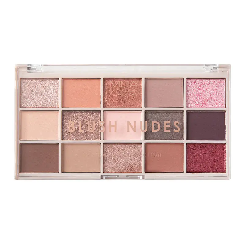 15-Shade-Eyeshadow-Palette-Blush-Nudes-Front MUA MAKEUP 15 SHADE EYESHADOW PALETTE – BLUSH NUDES – Image 1