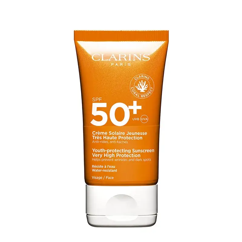 Clarins Creme solaire Jeunesse 50+ spf 50 ml texture légère nouveau produit