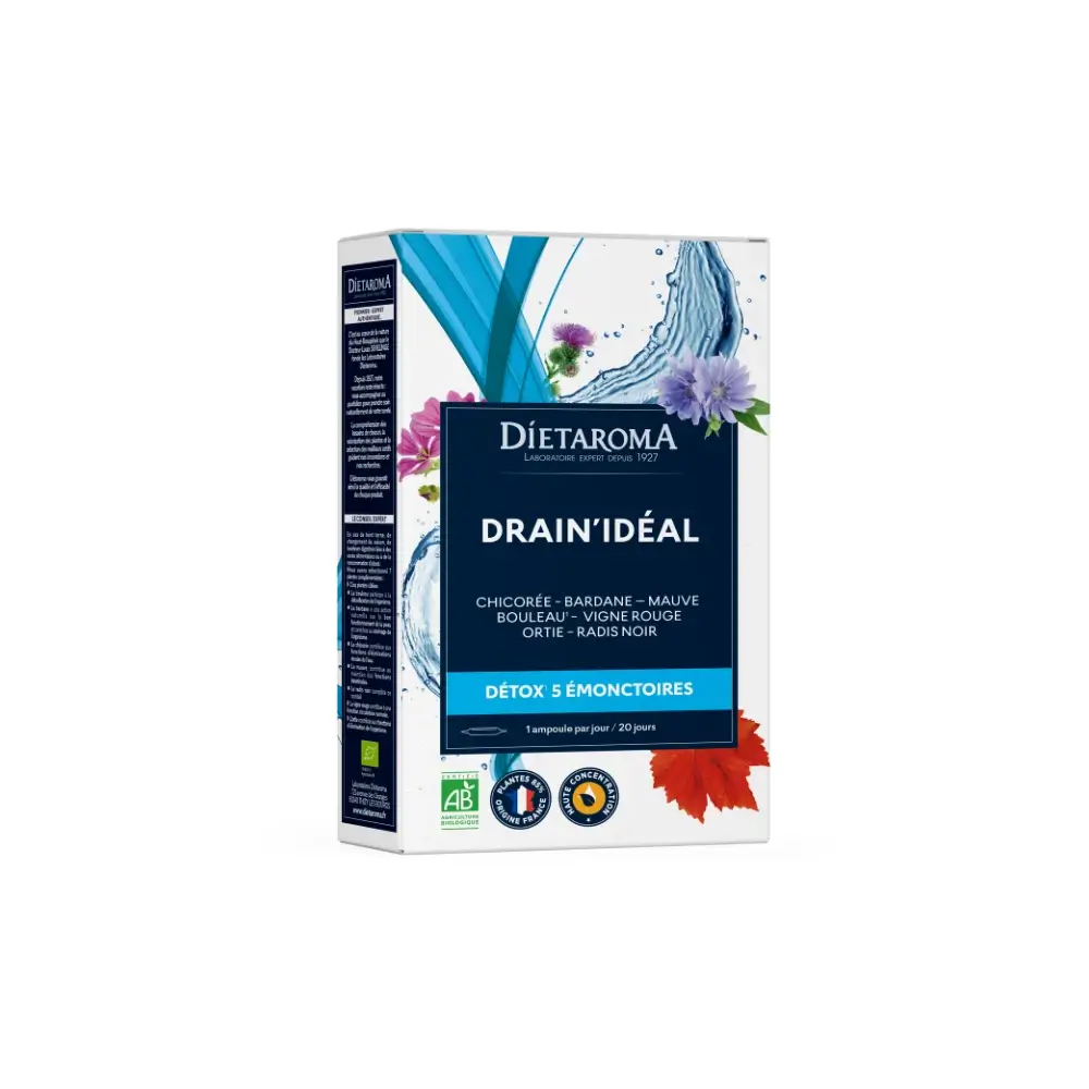 DIETAROMA Drain'Idéal Detox 5 Émonctoires - 20 Ampoules