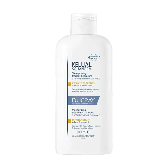 Ducray KELUAL SQUANORM - Shampooing Traitant Hydratant Anti-Pelliculaire - Pellicules Sèches, 200ml