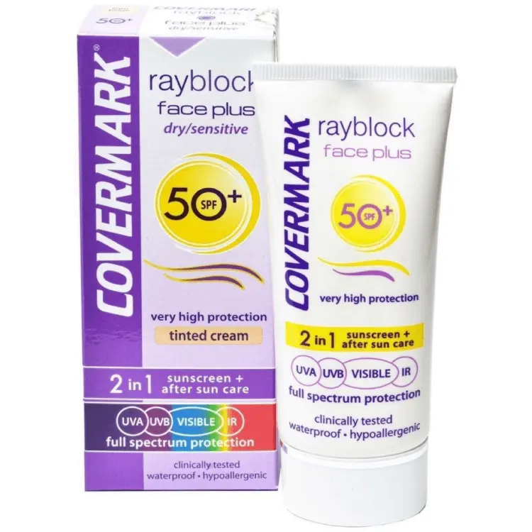 COVERMARK-RAYBLOCK-FACE-PLUS-DRY-SENSITIVE-SOFT-BROWN-SPF50-50ML COVERMARK RAYBLOCK FACE PLUS DRY SENSITIVE SOFT BROWN SPF50+ 50ML – Image 1