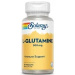 SOLARAY L-Glutamine 500 mg | Récupération musculaire saine, soutien gastro-intestinal et immunitaire | Sans OGM | Végan | Vérifié en laboratoire | 50 capsules végétales