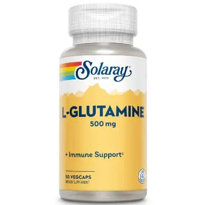 Product_1_13963 SOLARAY L-Glutamine 500 mg | Récupération musculaire saine, soutien gastro-intestinal et immunitaire | Sans OGM | Végan | Vérifié en laboratoire | 50 capsules végétales – Image 1
