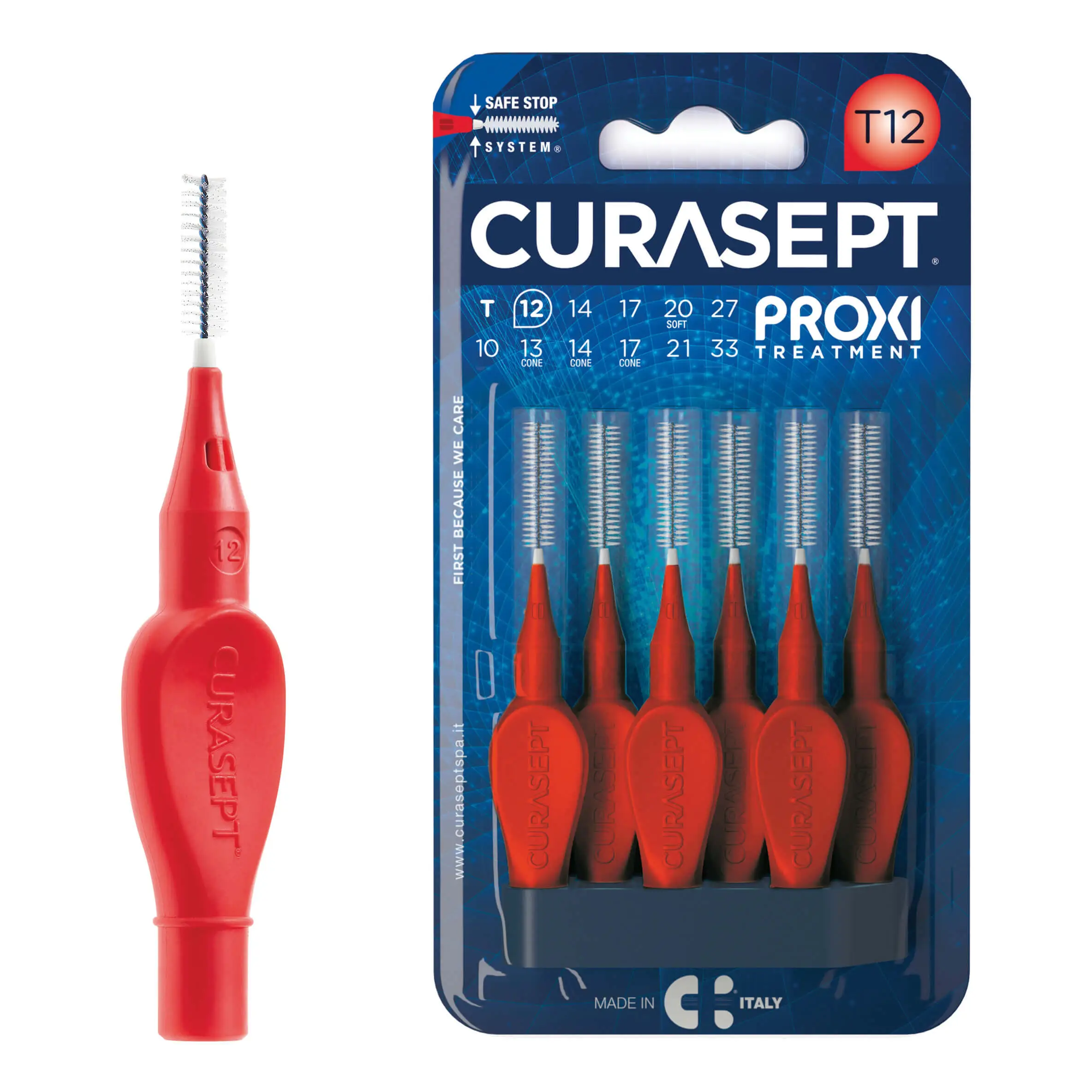 curasept-proxi-t12-rosso-red-6-pezzi CURASEPT BROSSETTE INTERDENTAIRE PROXI T12 – Image 1