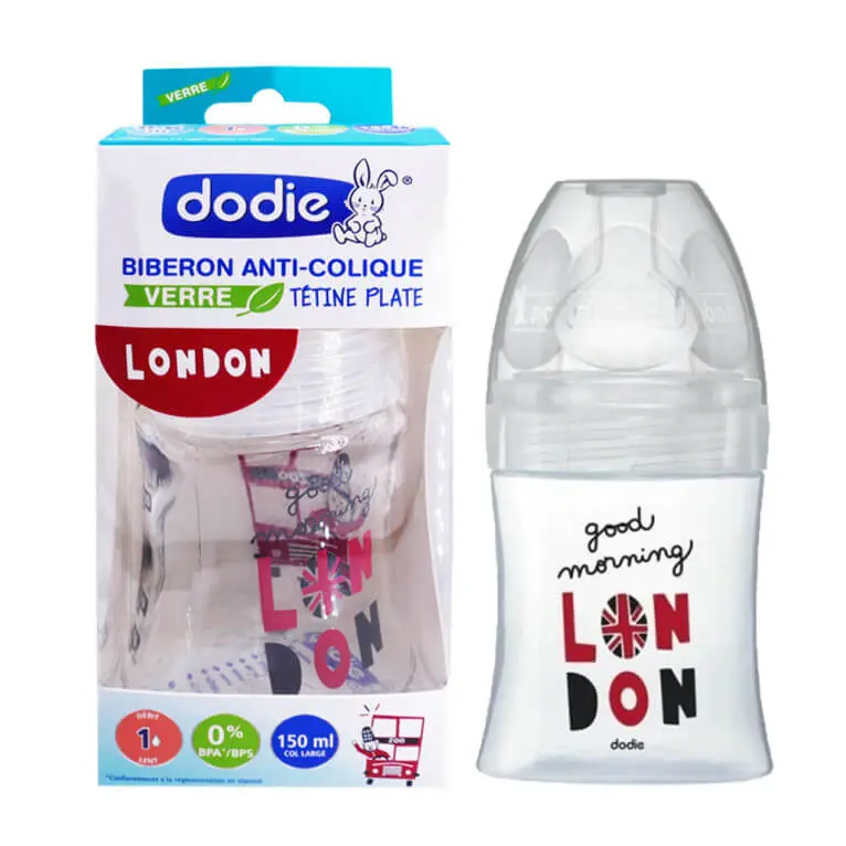 dodie-biberon-3700763536811 DODIE BIBERON VERRE ANTI COLIQUE 0-6 MOIS LONDRES 150ML – Image 1
