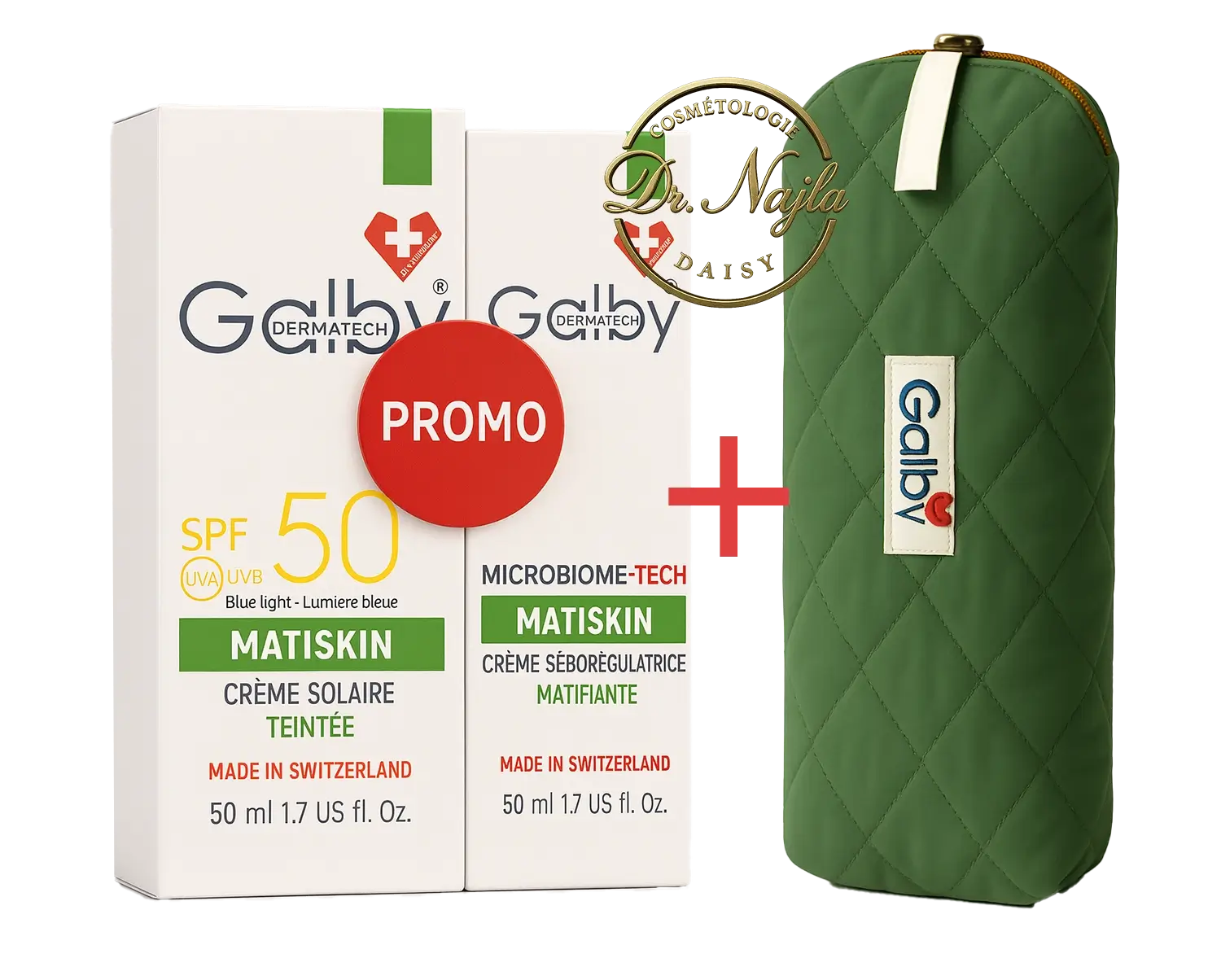 galbbby3-1.webp Pack Promo Galby Matiskin – Crème Solaire Teintée SPF 50 + Crème Séborégulatrice Matifiante avec Trousse Offerte – Image 1