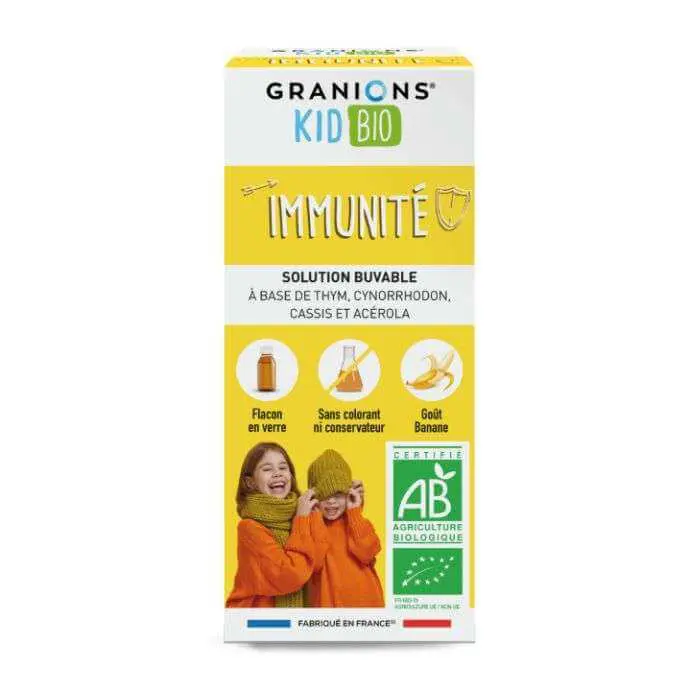 granions-granions-kids-immunite-bio-125ml-gout-banane-complements-alimentaires-enfants GRANIONS KIDS IMMUNITE BIO 125ML GOUT BANANE – Image 1