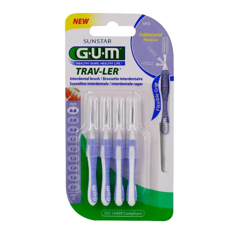 gum-brossette-interdentaire-x4 GUM TRAV-LER 4 BROSSETTES 0.6MM MODELE 1312 – Image 1