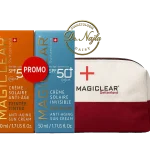 Pack Promo Magiclear – Crème Solaire Anti-Âge SPF 50+ Teintée + Crème Solaire Invisible Anti-Âge avec Pochette Offerte