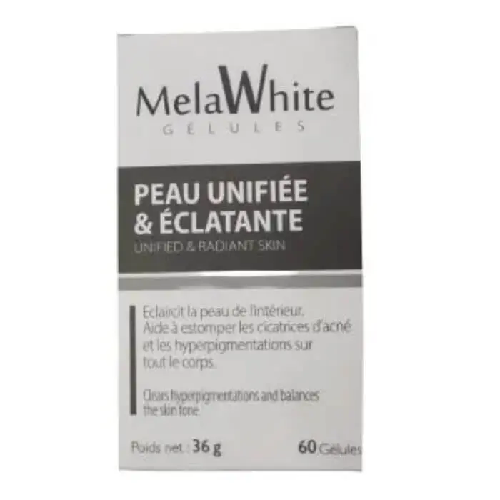 melawhite-60-gelules-complements-cheveux-et-ongles MELAWHITE PEAU UNIFIE ET ECLATANTE 60 GELULES – Image 1