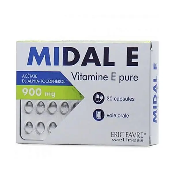 midal-e-vitamine-e-pure-capsules-b30- ERIC FAVRE MIDAL E VITAMINE E PURE CAPSULES B30 – Image 1